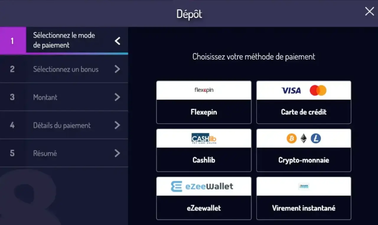 Panaché Casino Paiements